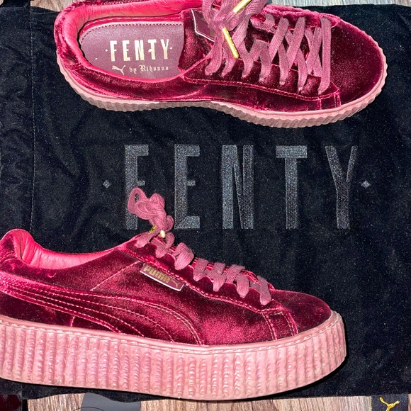 Size 8.5 Puma x Fenty Royal Purple/ Burgundy Velvet Creeper Sneaker - Picture 1 of 7
